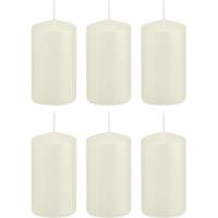 Trend Candles 6x Ivoorwitte cilinderkaarsen/stompkaarsen 6x12 cm 40 branduren Wit