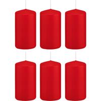Trend Candles 6x Rode cilinderkaarsen/stompkaarsen 6 x 12 cm 40 branduren Rood