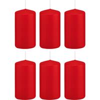 Trend Candles 6x Rode cilinderkaarsen/stompkaarsen 6 x 12 cm 40 branduren Rood