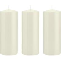 Trend Candles 3x Ivoorwitte cilinderkaarsen/stompkaarsen 8x20 cm 119 branduren Wit
