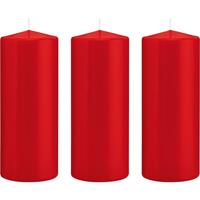 Trend Candles 3x Rode cilinderkaarsen/stompkaarsen 8 x 20 cm 119 branduren Rood