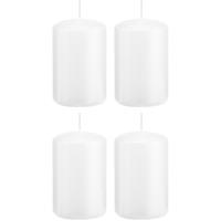 Trend Candles 4x Witte cilinderkaarsen/stompkaarsen 5 x 8 cm 18 branduren Wit