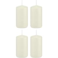 Trend Candles 4x Ivoorwitte cilinderkaarsen/stompkaarse 5 x 10 cm 23 branduren Wit