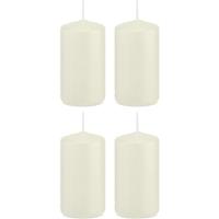 Trend Candles 4x Ivoorwitte cilinderkaarsen/stompkaarse 5 x 10 cm 23 branduren Wit