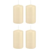 Trend Candles 4x Cremewitte cilinderkaarsen/stompkaarsen 5x10 cm 23 branduren Wit