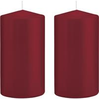 Trend Candles 2x Bordeauxrode cilinderkaarsen/stompkaarsen 8x15cm 69 branduren Rood
