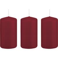 Trend Candles 3x Bordeauxrode cilinderkaarsen/stompkaarsen 6x12cm 40 branduren Rood