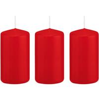 Trend Candles 3x Rode cilinderkaarsen/stompkaarsen 6 x 12 cm 40 branduren Rood