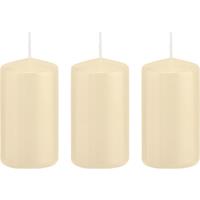 Trend Candles 3x Cremewitte cilinderkaarsen/stompkaarsen 6x12 cm 40 branduren Wit