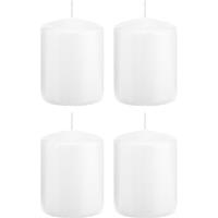 Trend Candles 4x Witte cilinderkaarsen/stompkaarsen 6 x 8 cm 29 branduren Wit