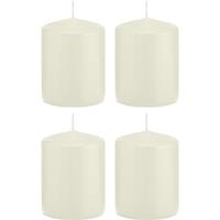 Trend Candles 4x Ivoorwitte cilinderkaarsen/stompkaarsen 6 x 8 cm 29 branduren Wit