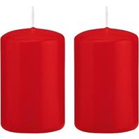 Trend Candles 2x Rode cilinderkaarsen/stompkaarsen 5 x 8 cm 18 branduren Rood