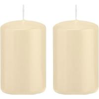 Trend Candles 2x Cremewitte cilinderkaarsen/stompkaarsen 5 x 8 cm 18 branduren Wit