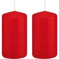 Trend Candles 2x Rode cilinderkaarsen/stompkaarsen 5 x 10 cm 23 branduren Rood