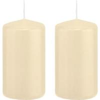 Trend Candles 2x Cremewitte cilinderkaarsen/stompkaarsen 5x10 cm 23 branduren Wit