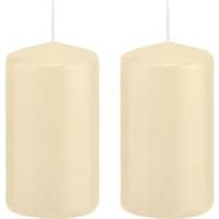 Trend Candles 2x Cremewitte cilinderkaarsen/stompkaarsen 5x10 cm 23 branduren Wit