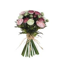 Shoppartners Roze/wit Ranunculus/ranonkel kunstbloemen boeket 35 cm Roze
