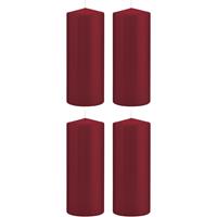 Trend Candles 4x Bordeauxrode cilinderkaars/stompkaarsen 8x20cm 119 branduren Rood