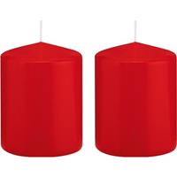 Trend Candles 2x Rode cilinderkaarsen/stompkaarsen 6 x 8 cm 29 branduren Rood