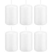 Trend Candles 6x Witte cilinderkaarsen/stompkaarsen 5 x 8 cm 18 branduren Wit