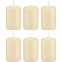 Trend Candles 6x Cremewitte cilinderkaarsen/stompkaarsen 5 x 8 cm 18 branduren Wit