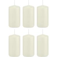 Trend Candles 6x Ivoorwitte cilinderkaarsen/stompkaarse 5 x 10 cm 23 branduren Wit