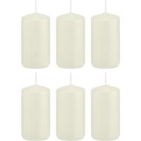 Trend Candles 6x Ivoorwitte cilinderkaarsen/stompkaarse 5 x 10 cm 23 branduren Wit