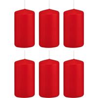 Trend Candles 6x Rode cilinderkaarsen/stompkaarsen 5 x 10 cm 23 branduren Rood
