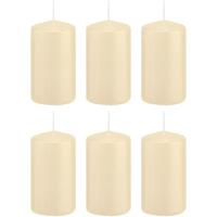 Trend Candles 6x Cremewitte cilinderkaarsen/stompkaarsen 5x10 cm 23 branduren Wit