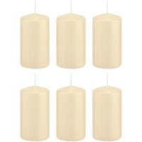 Trend Candles 6x Cremewitte cilinderkaarsen/stompkaarsen 5x10 cm 23 branduren Wit