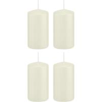 Trend Candles 4x Ivoorwitte cilinderkaarsen/stompkaarsen 6x12 cm 40 branduren Wit