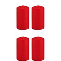 Trend Candles 4x Rode cilinderkaarsen/stompkaarsen 6 x 12 cm 40 branduren Rood