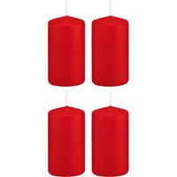 Trend Candles 4x Rode cilinderkaarsen/stompkaarsen 6 x 12 cm 40 branduren Rood