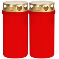 Trend Candles 2x Rode grafkaarsen/gedenklichten met deksel 6 x 12,6 cm 2 dagen Rood