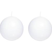 Trend Candles 2x Witte bolkaarsen 8 cm 25 branduren Wit