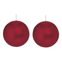 Trend Candles 2x Bordeauxrode bolkaarsen 8 cm 25 branduren Rood