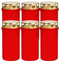 Trend Candles 6x Rode grafkaarsen/gedenklichten met deksel 6 x 12,6 cm 2 dagen Rood