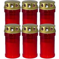 Trend Candles 6x Rode grafkaarsen/gedenklichten met deksel 7 x 14,5 cm 2,5 dag Rood