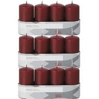 Trend Candles 12x Bordeauxrode cilinderkaarsen/stompkaarsen 5 x 10 cm Rood