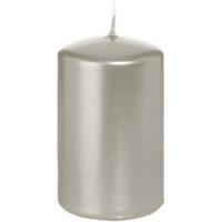 Trend Candles 1x Zilveren cilinderkaars/stompkaars 5 x 8 cm 18 branduren Zilver