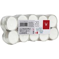 20x Witte theelichtjes/waxinelichtjes 4 branduren Wit
