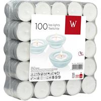 Trend Candles 100x Witte theelichtjes/waxinelichtjes 4 branduren Wit