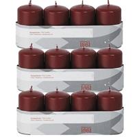 Trend Candles 12x Bordeaux cilinderkaarsen/stompkaarsen 5 x 8 cm 18 branduren Rood