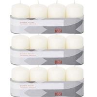 Trend Candles 12x Ivoorwitte cilinderkaarsen/stompkaarse 5 x 8 cm 18 branduren Wit