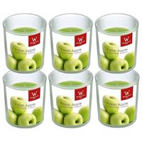 Trend Candles 6x Geurkaarsen appel in glazen houder 25 branduren Groen