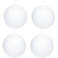 Trend Candles 4x Witte bolkaarsen 7 cm 46 branduren Wit