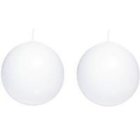 2x Witte bolkaars en7 cm 26 branduren Wit