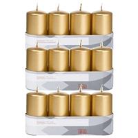 Trend Candles 12x Gouden cilinderkaarsen/stompkaarsen 5 x 10 cm Goudkleurig