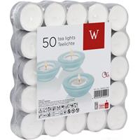 Trend Candles 50x Witte theelichtjes/waxinelichtjes 4 branduren Wit