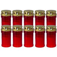 Trend Candles 10x Rode grafkaarsen/gedenklichten met deksel 7 x 14,5 cm Rood
